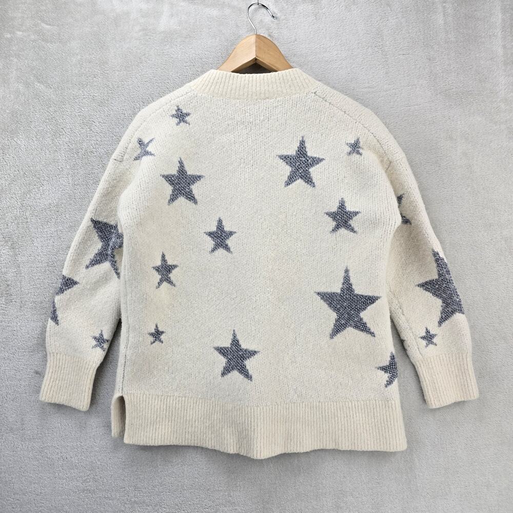 All Saints Star Jumper Sweater Womens Medium M Wool Alpaca Off White Silver - Picture 7 of 9